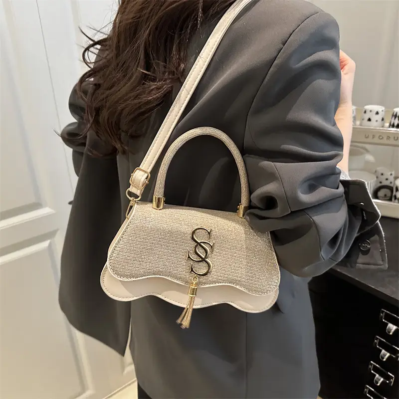 2025 Small Square Silver S-Logo Shoulder Bag for Women - Image 9