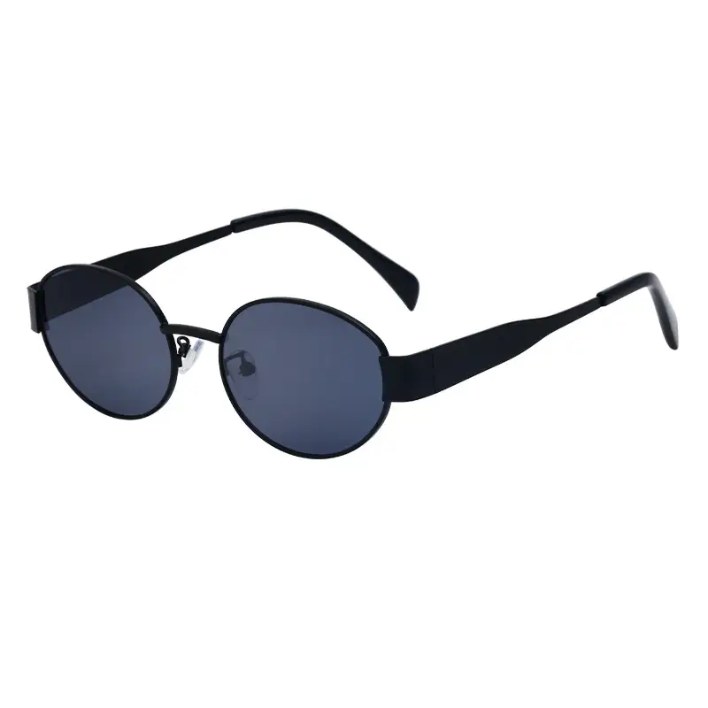 Women's Round Frame Sunglasses White Black