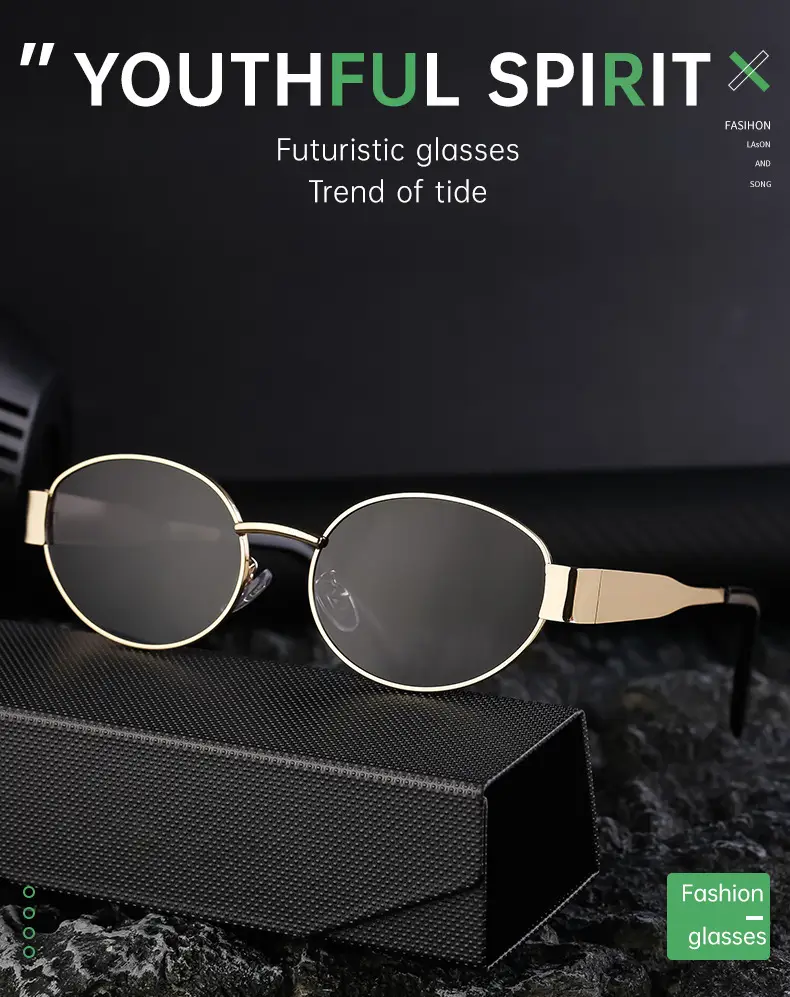 Women's Round Frame Sunglasses White Black — feature 11