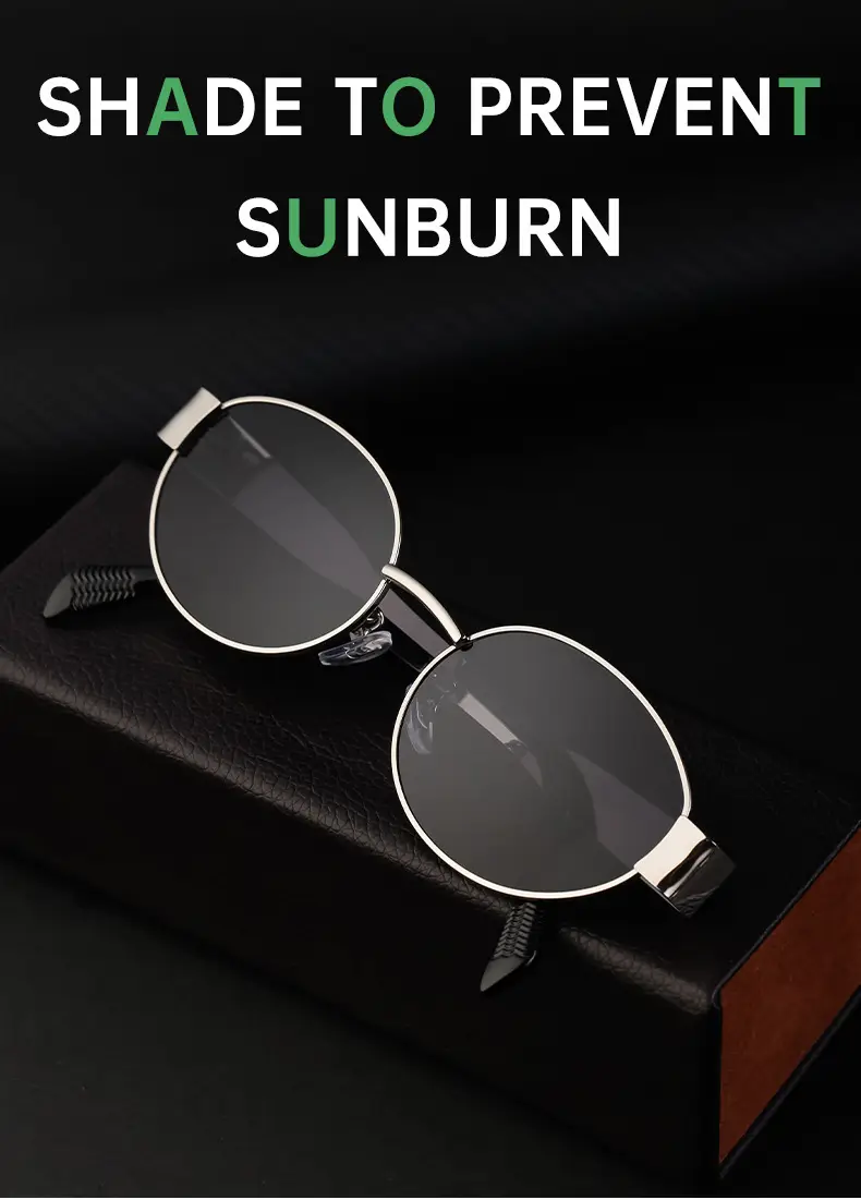 Women's Round Frame Sunglasses White Black — feature 13
