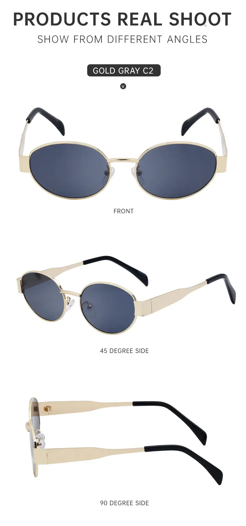 Women's Round Frame Sunglasses White Black — feature 21