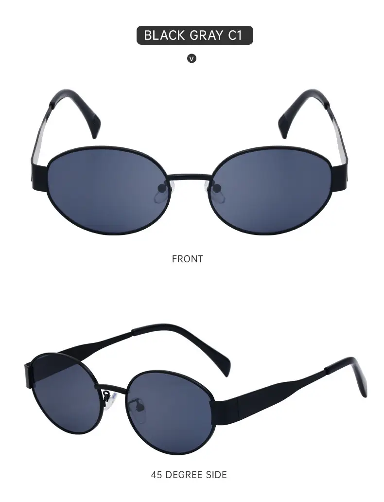 Women's Round Frame Sunglasses White Black — feature 22