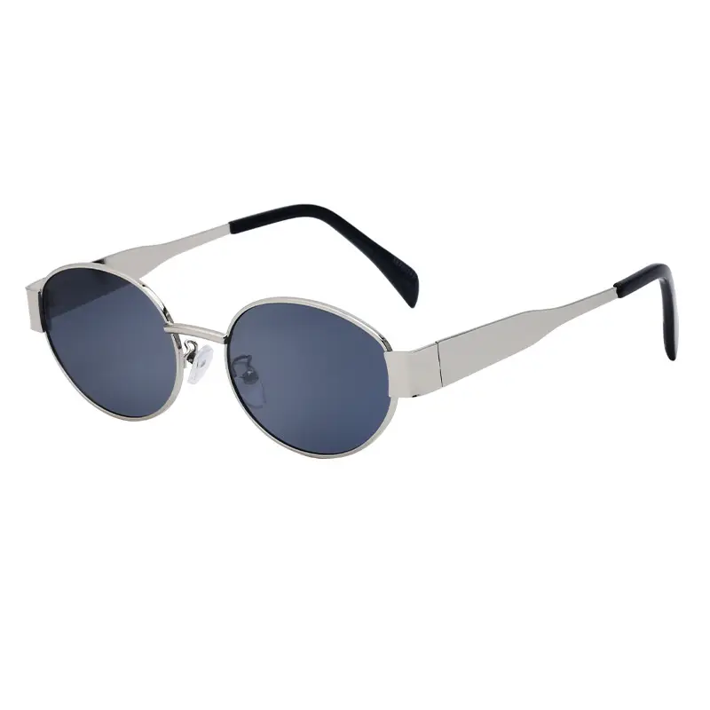 Women's Round Frame Sunglasses White Black