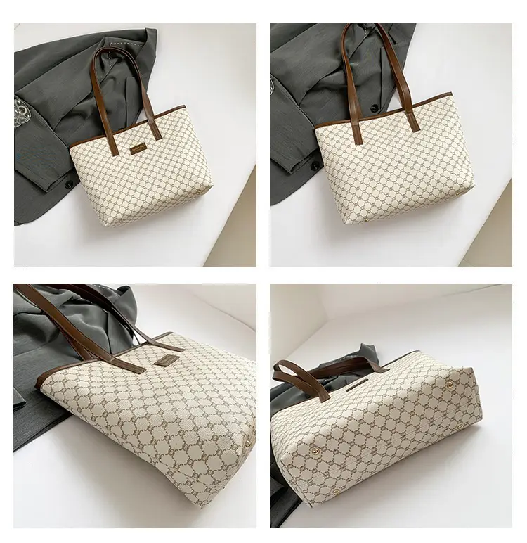 Women's Monogram Canvas Shoulder Bag Brown Leather Handle — feature 8