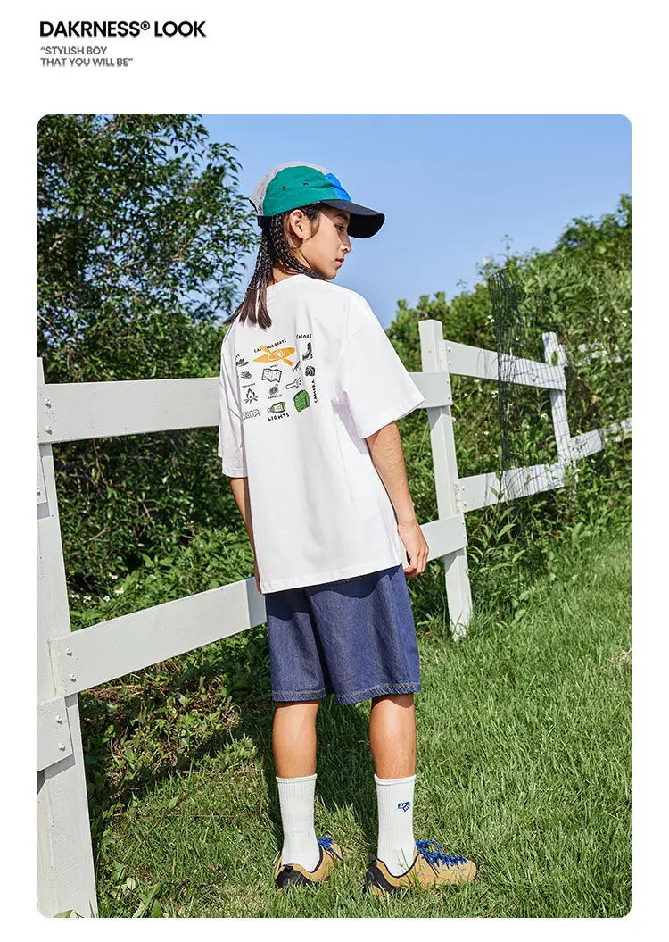Kids White Retro Mountain T-Shirt for Boys — feature 15