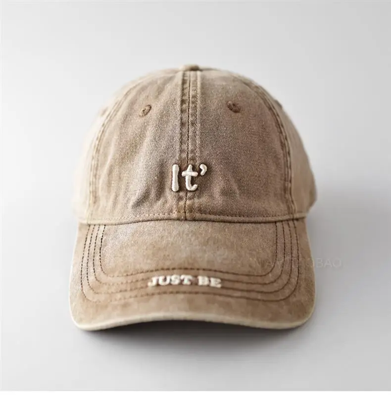 Men's Beige Embroidered Baseball Cap with Letter Design — feature 7