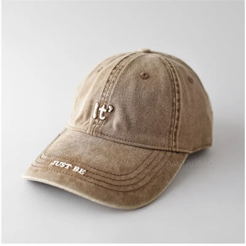Men's Beige Embroidered Baseball Cap with Letter Design - Image 6