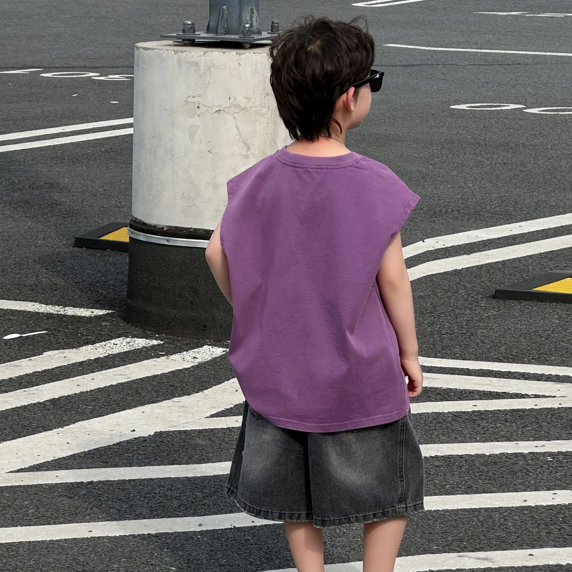 Children's Purple Sleeveless T-Shirt 2025 Summer — feature 10