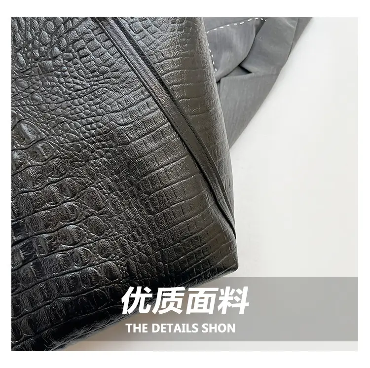 Black Croc Embossed Tote Bag for Women — feature 5