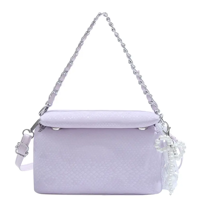 White Pearl-Strap Crossbody Bag for Women - Image 14