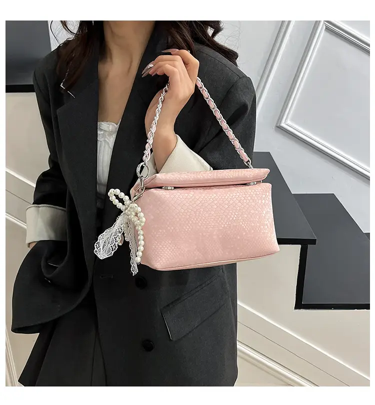 White Pearl-Strap Crossbody Bag for Women — feature 1