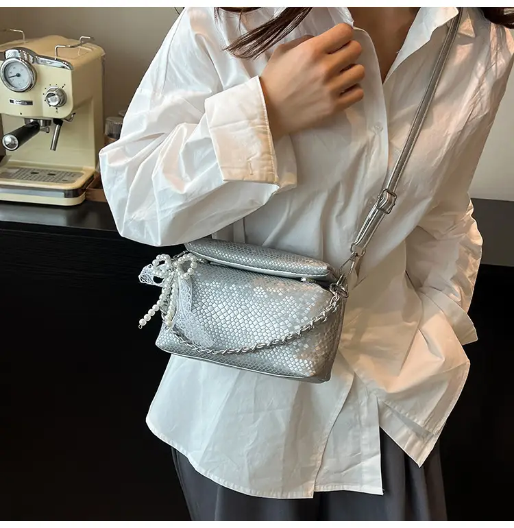 White Pearl-Strap Crossbody Bag for Women — feature 11