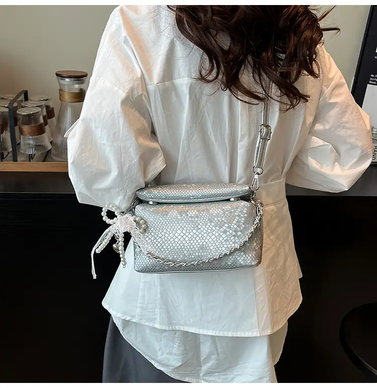 White Pearl-Strap Crossbody Bag for Women — feature 12