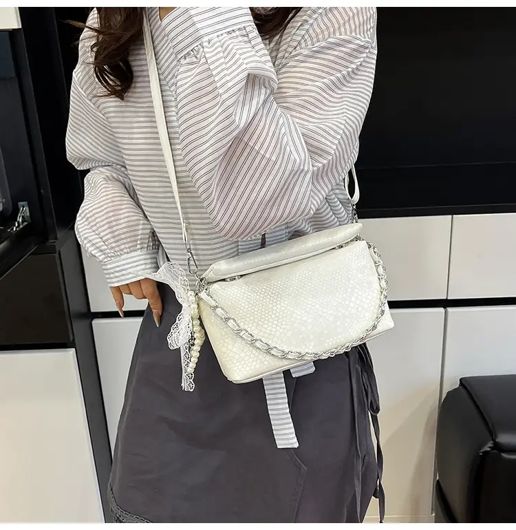 White Pearl-Strap Crossbody Bag for Women — feature 14