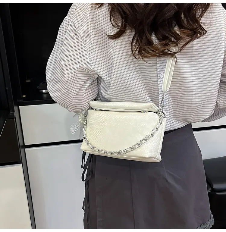 White Pearl-Strap Crossbody Bag for Women — feature 16