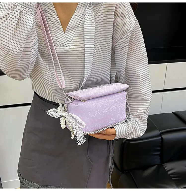 White Pearl-Strap Crossbody Bag for Women — feature 17