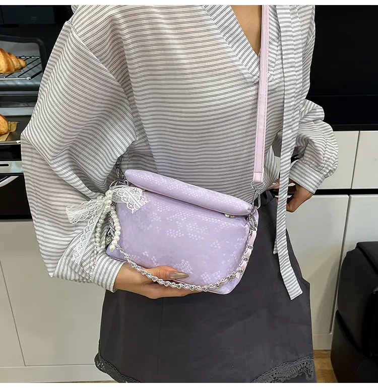White Pearl-Strap Crossbody Bag for Women — feature 19