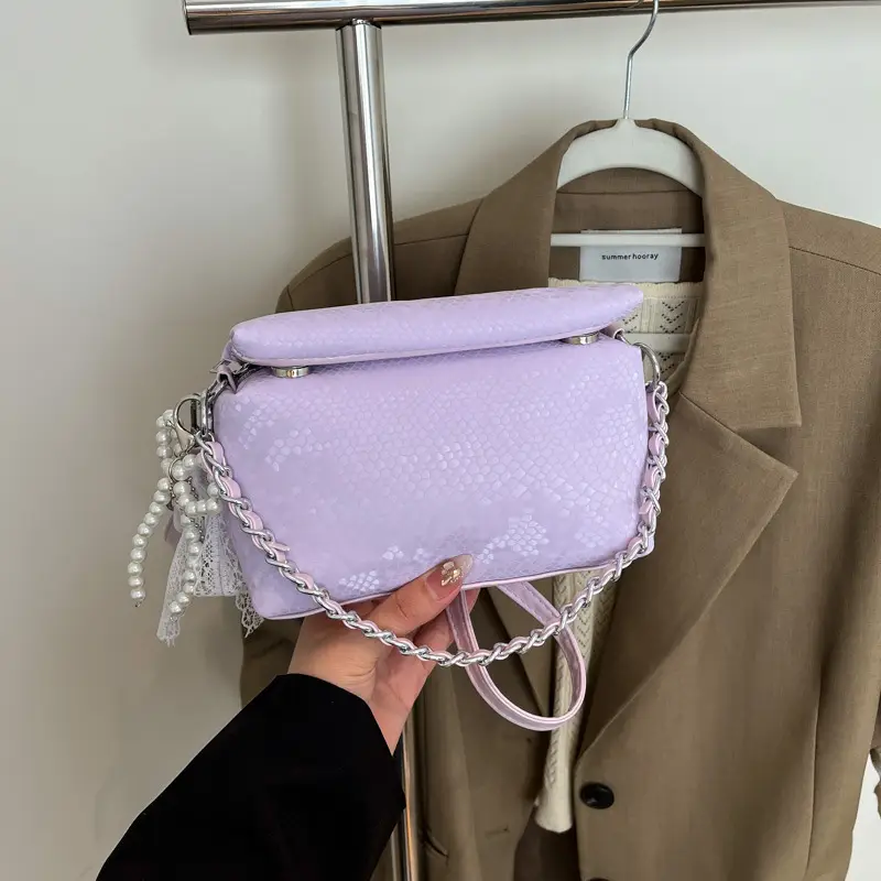 White Pearl-Strap Crossbody Bag for Women - Image 4
