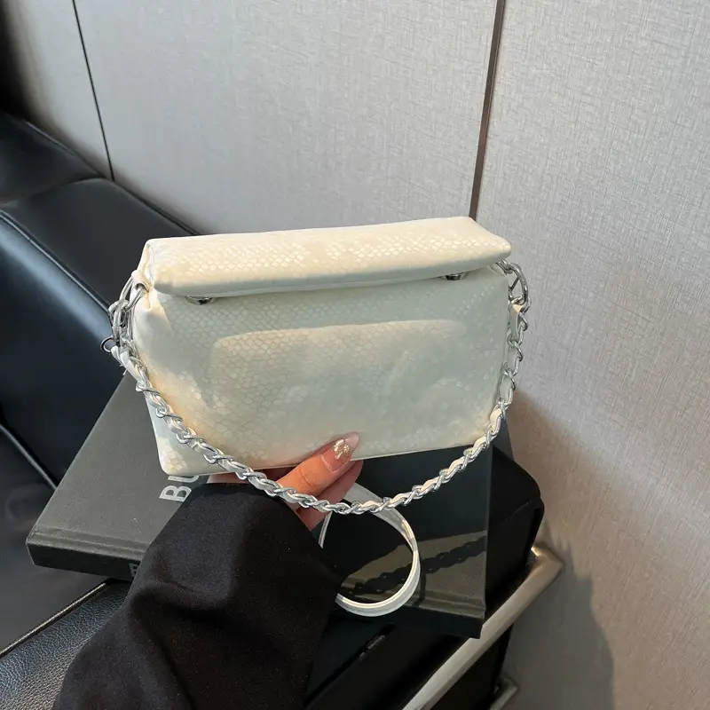 White Pearl-Strap Crossbody Bag for Women - Image 6