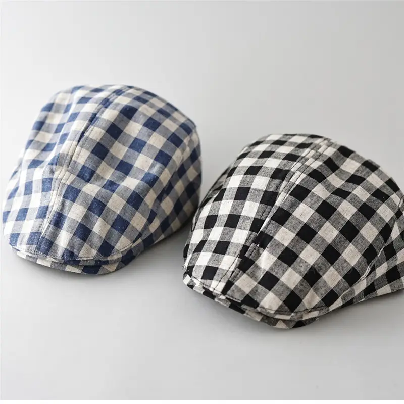 Japanese Plaid Cap for Men Women Casual Outdoor Wear - Image 4