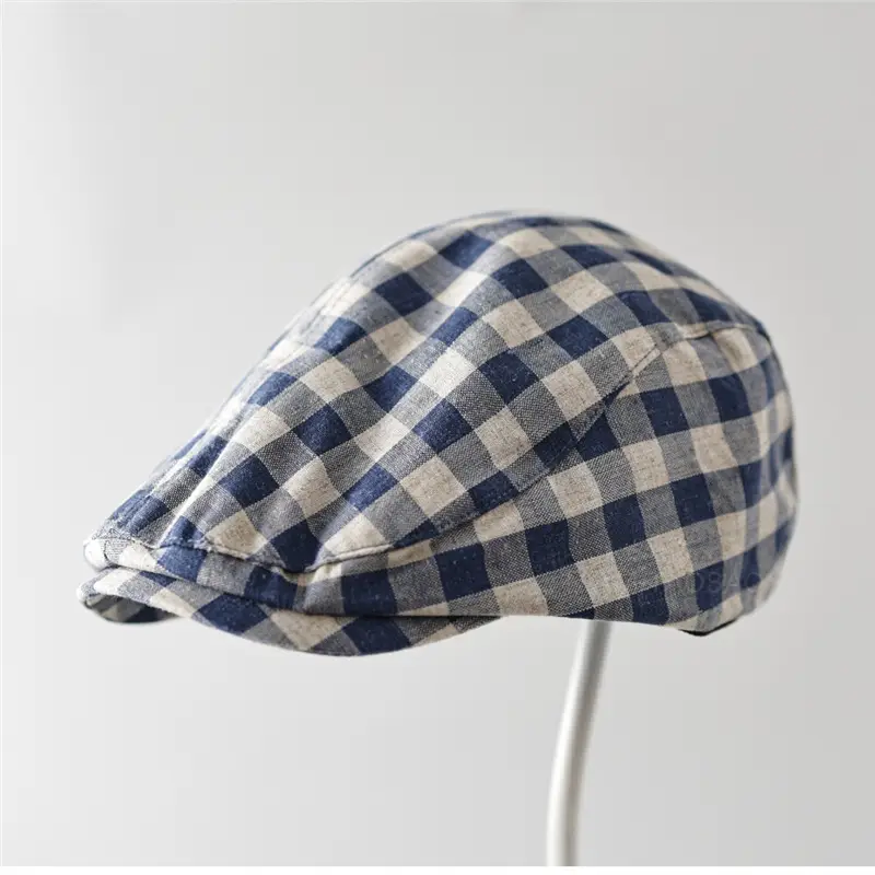 Japanese Plaid Cap for Men Women Casual Outdoor Wear - Image 7