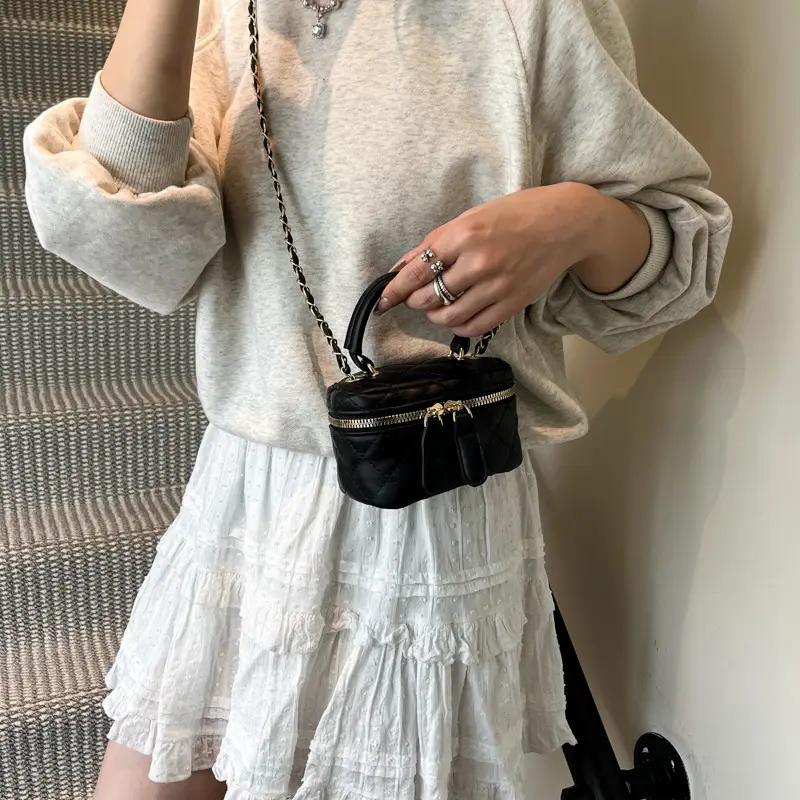 Orange Diamond Mini Chain Shoulder Bag for Women - Image 12