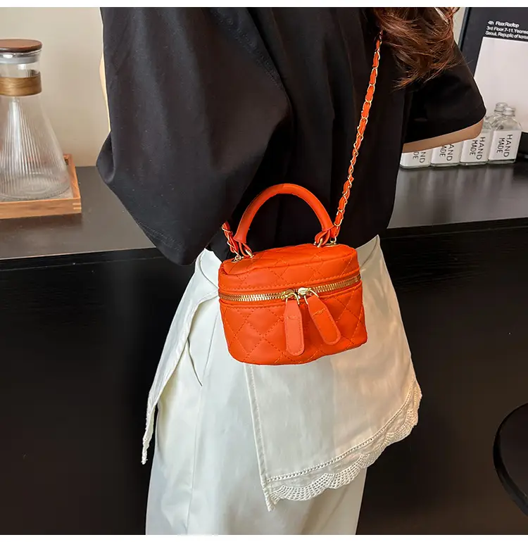 Orange Diamond Mini Chain Shoulder Bag for Women — feature 13