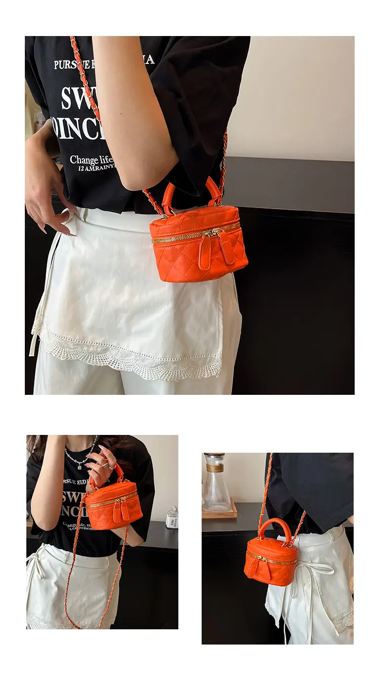 Orange Diamond Mini Chain Shoulder Bag for Women — feature 24
