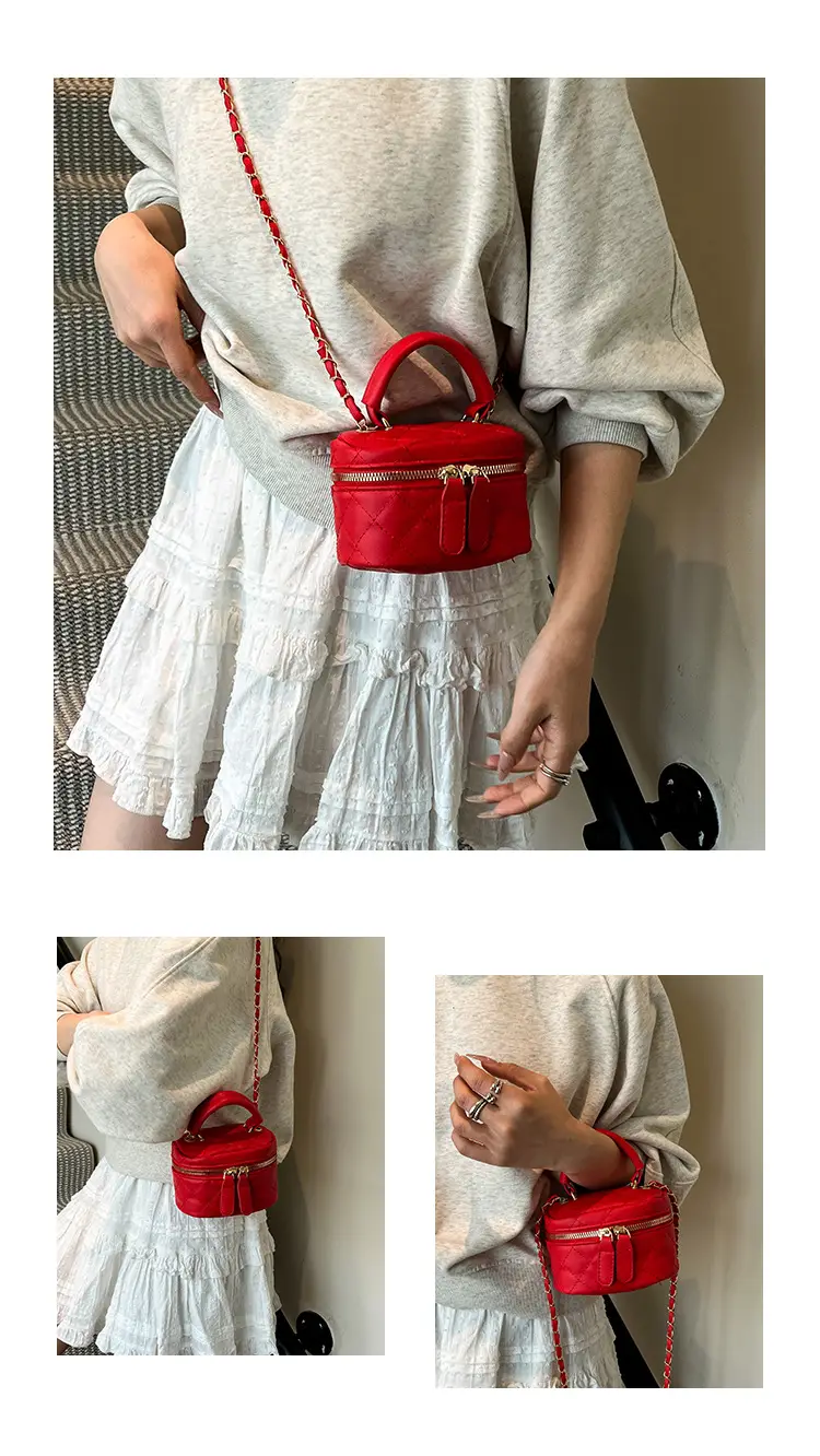 Orange Diamond Mini Chain Shoulder Bag for Women — feature 27