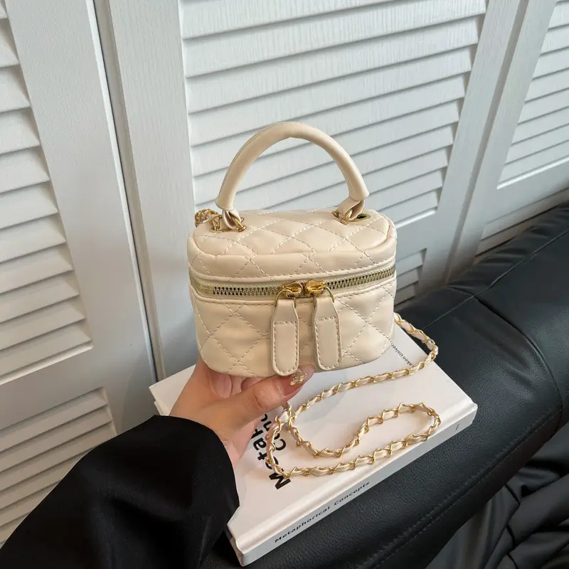 Orange Diamond Mini Chain Shoulder Bag for Women - Image 2