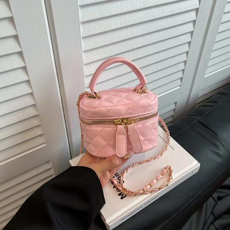 Orange Diamond Mini Chain Shoulder Bag for Women - Image 3
