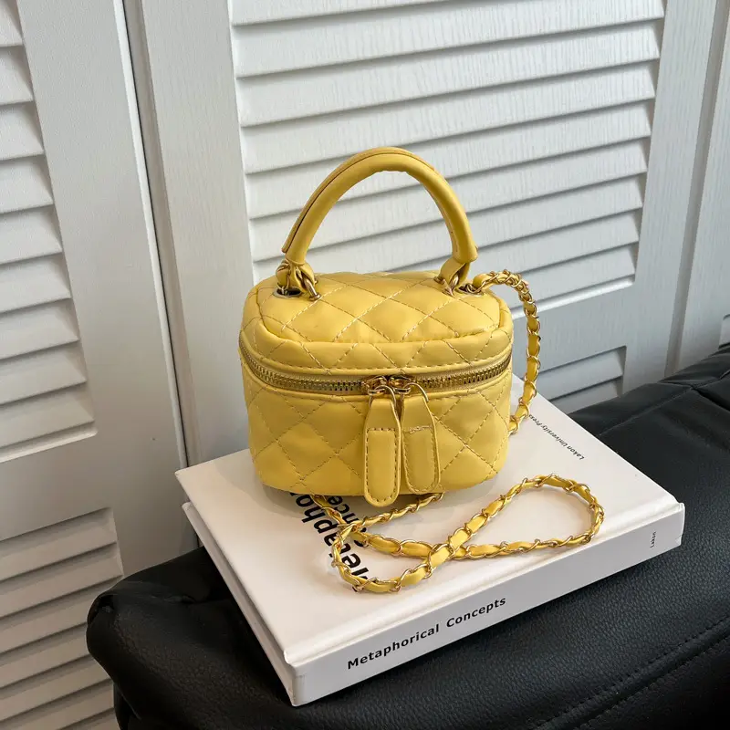 Orange Diamond Mini Chain Shoulder Bag for Women - Image 4