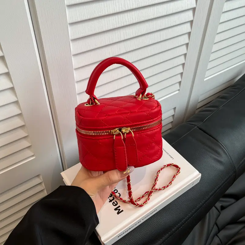 Orange Diamond Mini Chain Shoulder Bag for Women - Image 5