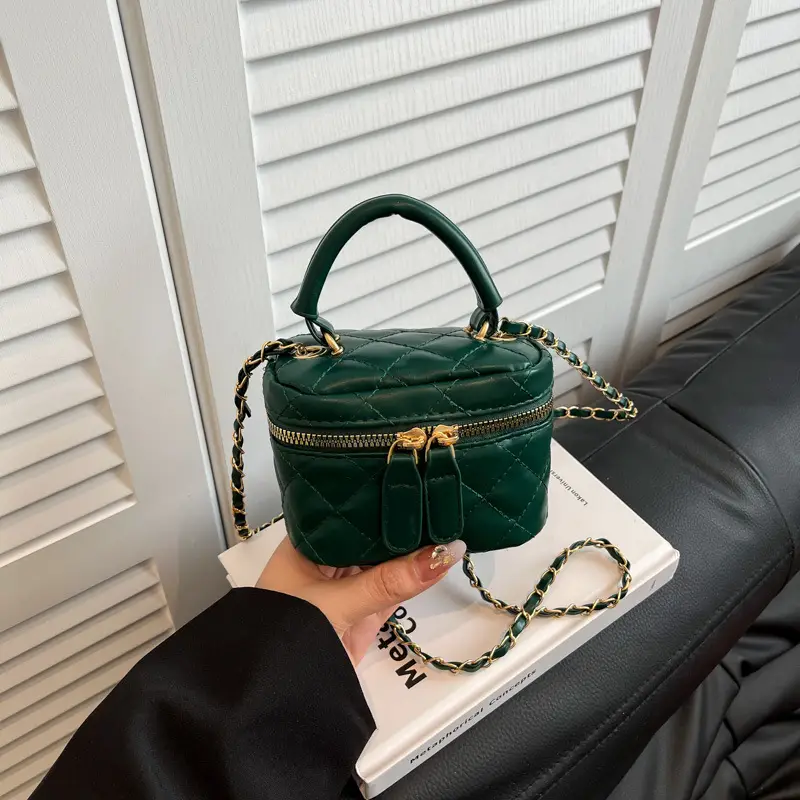 Orange Diamond Mini Chain Shoulder Bag for Women - Image 6