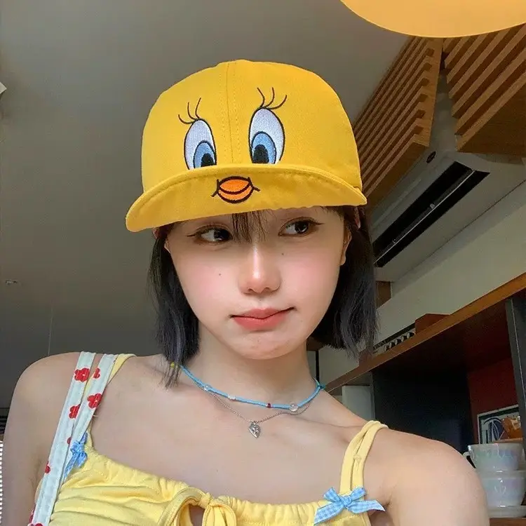 Girls Yellow Duck Cap with Embroidered Design - Image 2
