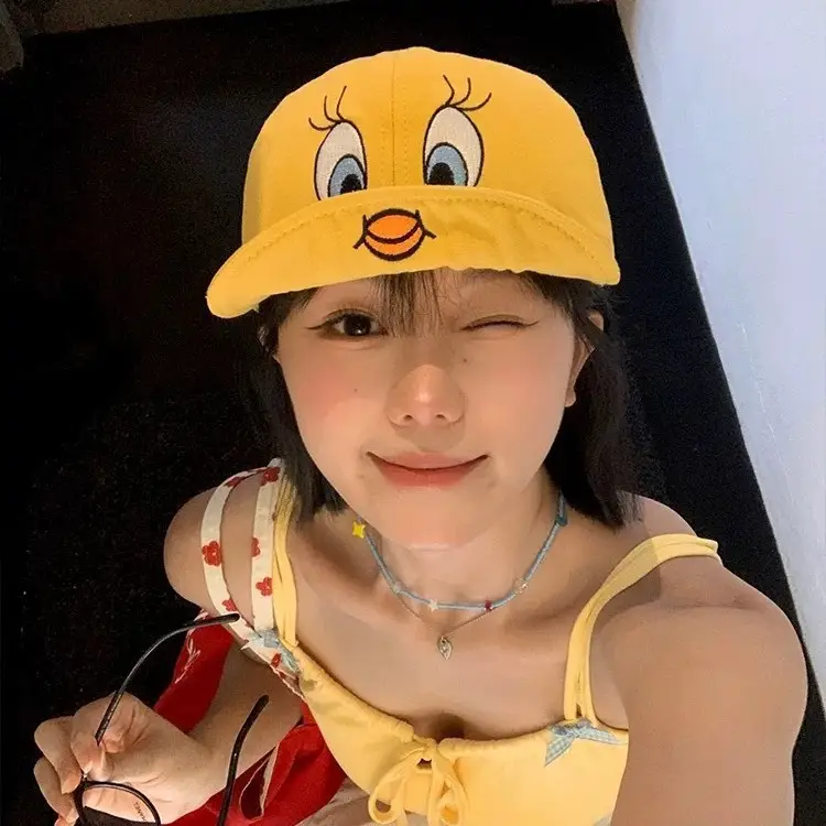 Girls Yellow Duck Cap with Embroidered Design - Image 3