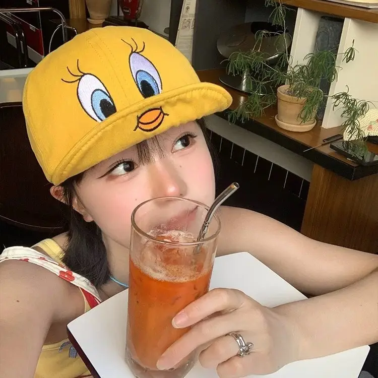 Girls Yellow Duck Cap with Embroidered Design - Image 5