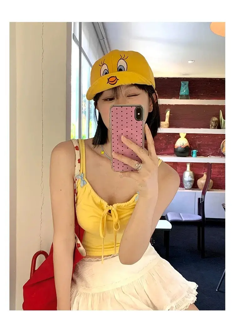 Girls Yellow Duck Cap with Embroidered Design — feature 6
