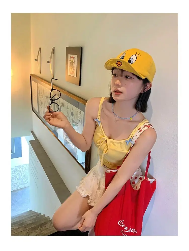 Girls Yellow Duck Cap with Embroidered Design — feature 8