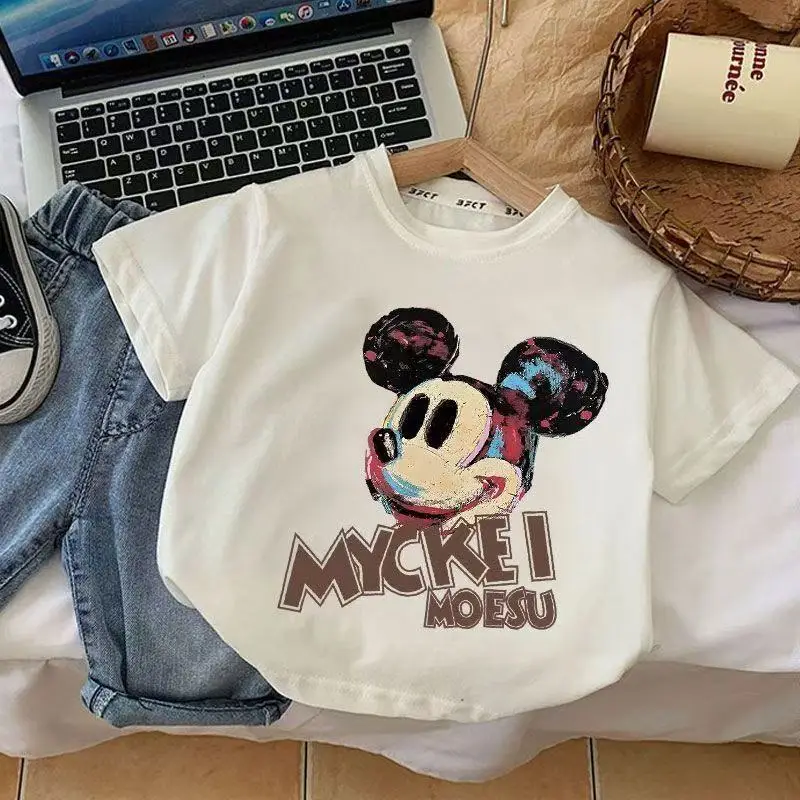 Boys Cotton Mickey T-Shirt White Summer Korean Design - Image 6