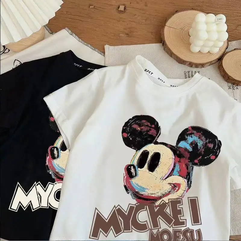 Boys Cotton Mickey T-Shirt White Summer Korean Design - Image 9