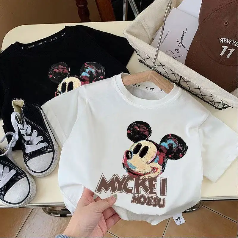 Boys Cotton Mickey T-Shirt White Summer Korean Design — feature 3