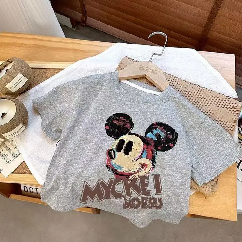 Boys Cotton Mickey T-Shirt White Summer Korean Design — feature 5