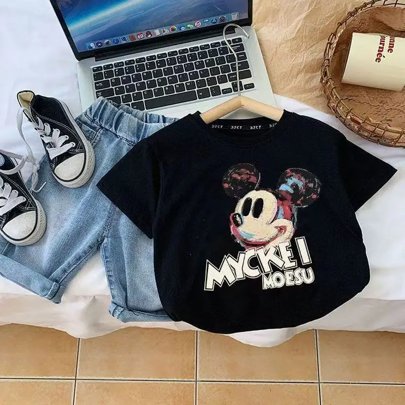 Boys Cotton Mickey T-Shirt White Summer Korean Design — feature 7