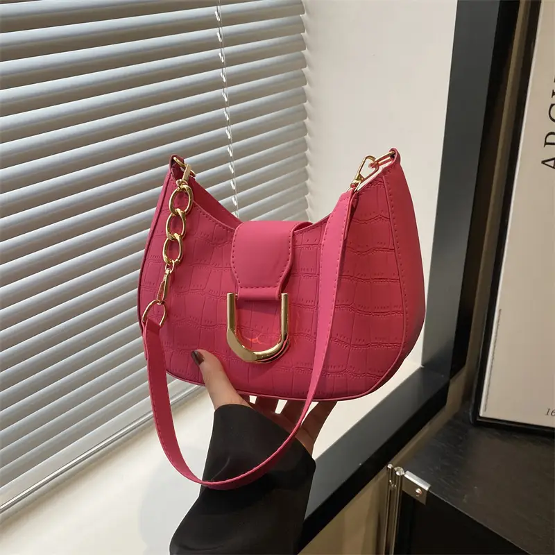 Pink Semicircular Chain Shoulder Bag for Women