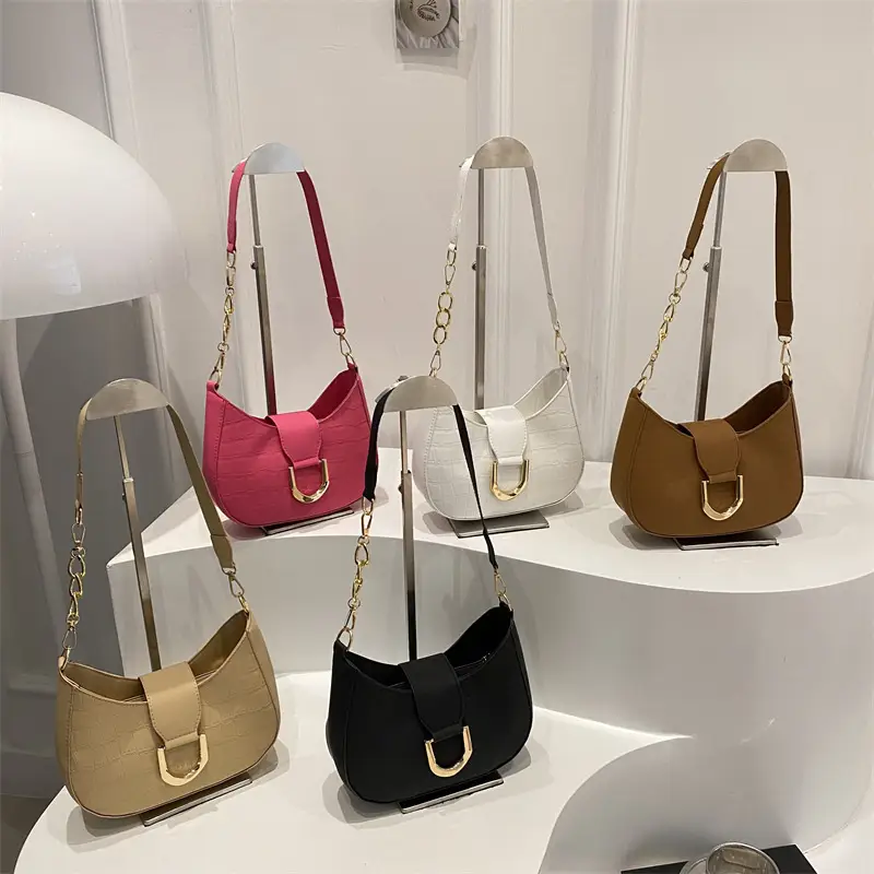 Pink Semicircular Chain Shoulder Bag for Women