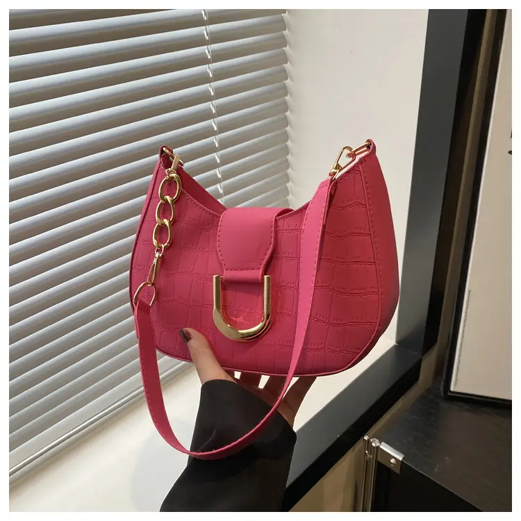 Pink Semicircular Chain Shoulder Bag for Women — feature 22
