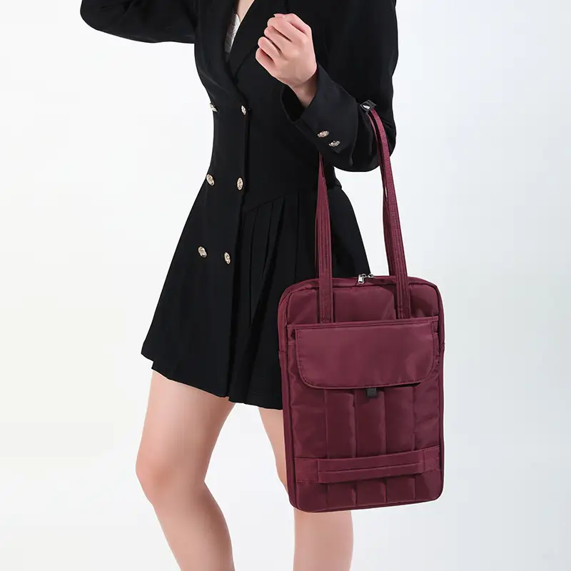 13.3" Laptop Shoulder Bag Maroon Quilted Women - Image 8