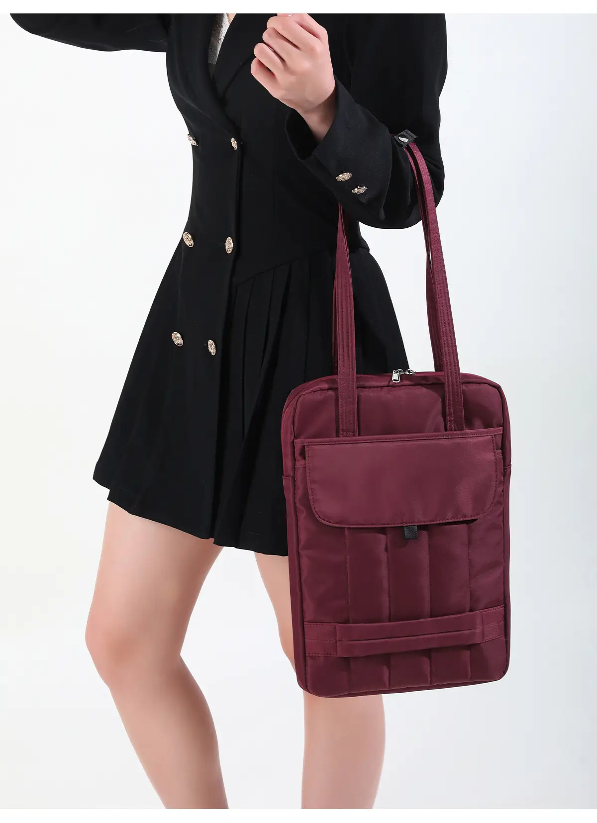 13.3" Laptop Shoulder Bag Maroon Quilted Women — feature 12