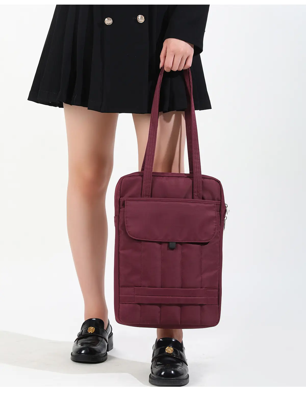 13.3" Laptop Shoulder Bag Maroon Quilted Women — feature 15